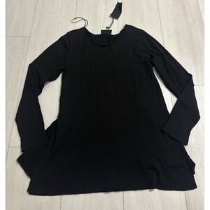 NWT Luukaa Sweater Pullover Top Sz M Black Organic Cotton - Knit Sides